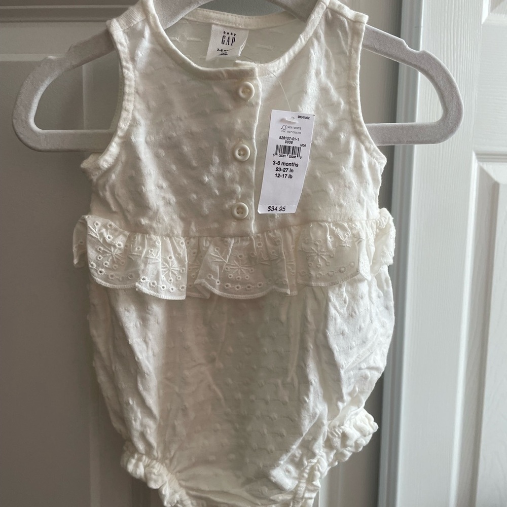 GAP Cream Eyelet Baby Romper